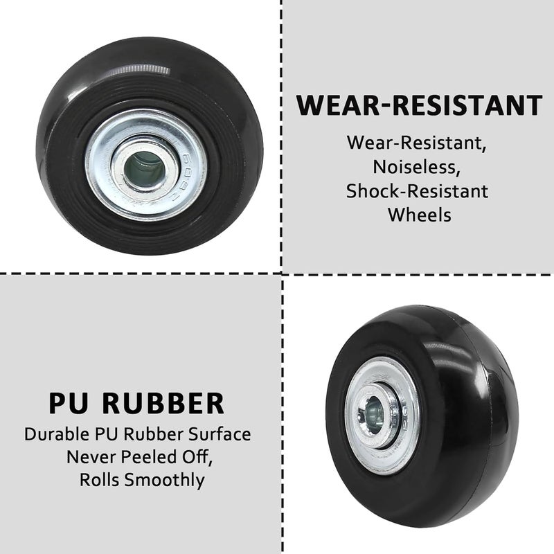 Suiwotin 4pcs 50 x 18mm Luggage Wheels Replacement, Black Rubber Suitcase Wheels Replacement Repair Kit, Smooth Luggage Replacement Parts for Carry-on Roller Bag, Suitcase Bag, Trolley Bag - Image 4
